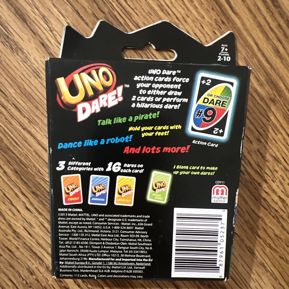 Mattel UNO DARE Card Game ~ 2-10 Players ~ 7+ ~ #CDY11 ~ Excellent Condition - Image 2 of 4