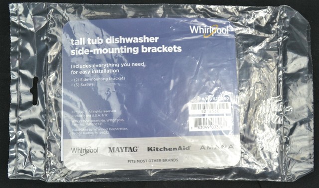 kitchenaid dishwasher side mounting brackets