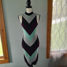 Free People Mock Neck Chevron Stripe Sweater Dress Multi Small NWT