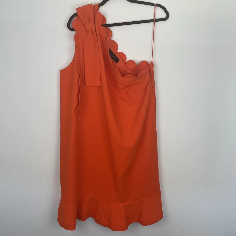 Vestido Vaina Victoria Beckham Mujer Naranja Elastizado Un Hombro Cremallera Forrado 1X Foto 4 de 4