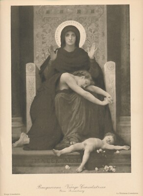 115+ Jahre alter original antiker Druck VIERGE CONSOLATRICE von W A Bouguereau