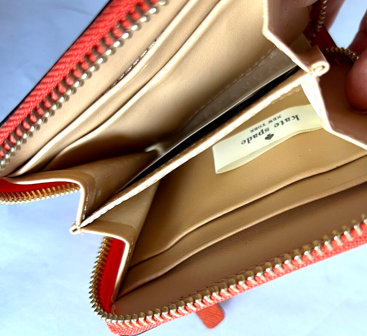 Kate Spade New York Small Zip-Around Compact Wallet Orange Leather