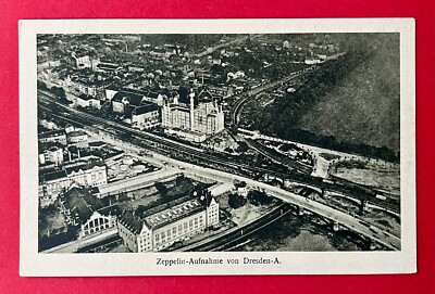 AK DRESDEN um 1930 Zeppelin Luftbild mit Yenidze  ( 148136