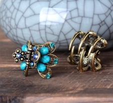 Antique Bronze Flower Hair Claw Rhinestone Hairpin Clip Small Vintage Accessory