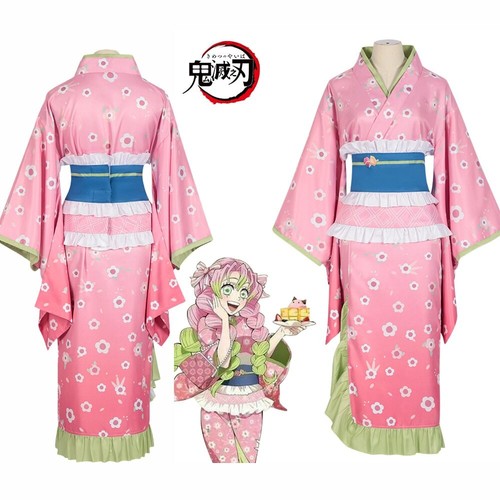 Anime Kimetsu no Yaiba Kanroji Mitsuri Cosplay Kimono Dress Halloween Outfits - Picture 11 of 11