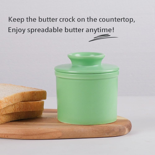 Ceramic Butter Crock with Lid, Countertop French Butter Keeper with Water Line f - Picture 4 of 12