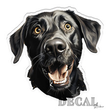 Black Happy Labrador Retriever Vinyl Decal Sticker Indoor Outdoor 4 Sizes