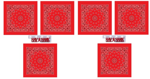6-Hav-A-Hank RED Paisley BANDANA Cotton Head Face Wrap Mask Neck Scarf Cover - Picture 3 of 3