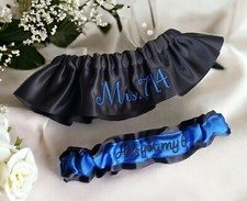 Police Trooper Badge Custom Embroidered Bridal Wedding Garter Set Personalized