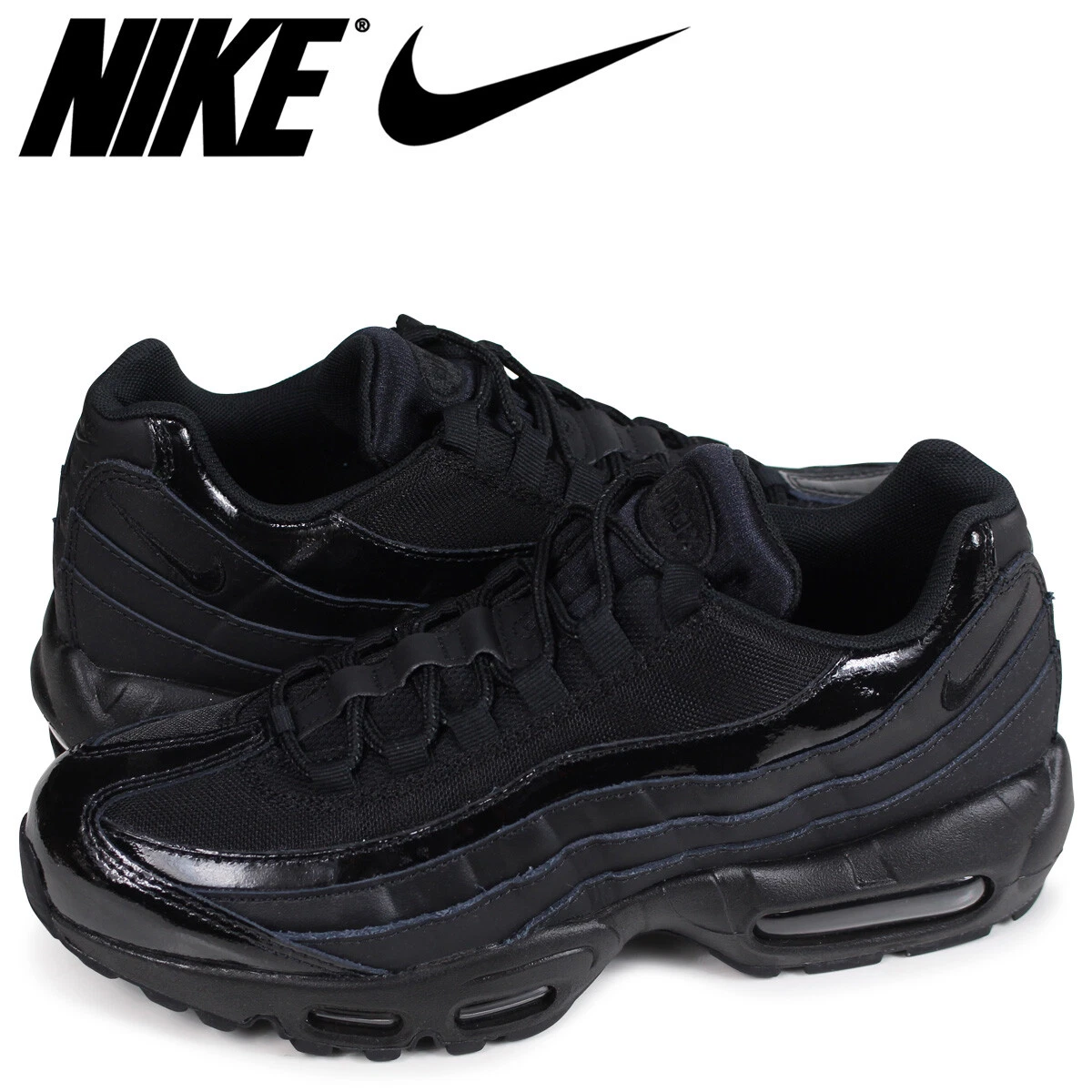 Nike Air Max 95 Triple Black Patent Leather Women's 10 Running Shoes  307960-010