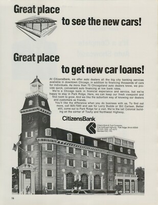 1976 CitizensBank & Trust Chicago Get New Car Loans Financing VINTAGE PRINT AD