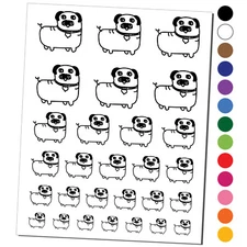 Pug Heart Collar Cute Doodle Temporary Tattoo Water Resistant Set