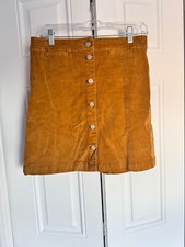NWT J. Crew Tan Camel Brown Button Corduroy Mini Skirt, Size 28 