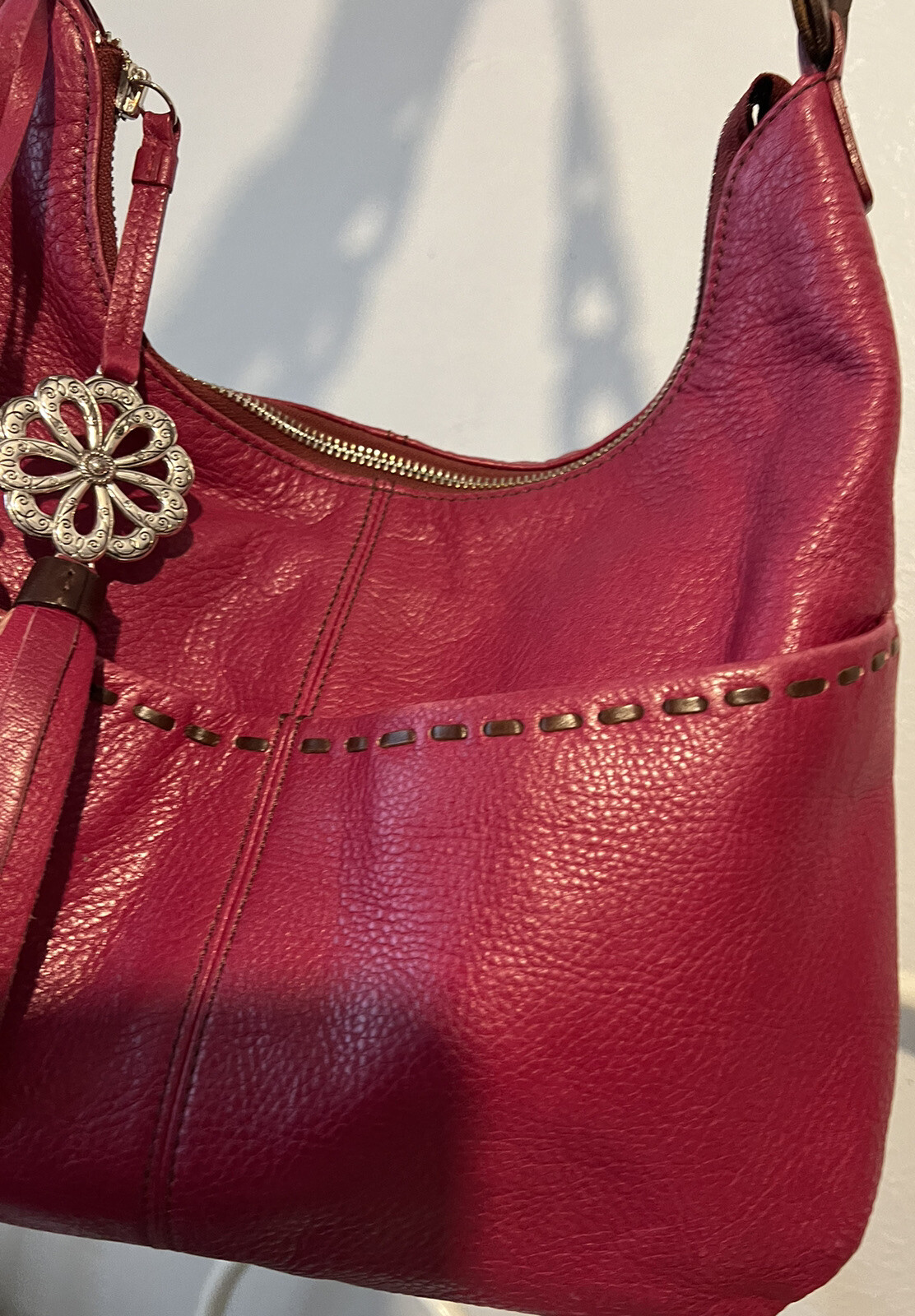 PONY Borsa a tracolla BRIGHTON KODIAK in pelle 4 tasche MG fucsia + borchie organizer