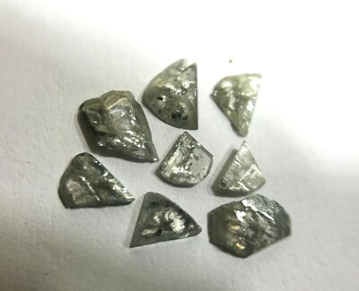 Scheibe Uncut Diam 1.95tcw 8 Stück Salz Pfeffer Funkelnde Irregular Facettiert
