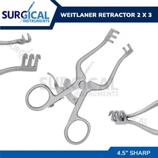 Weitlaner Retractor 4.5" 2x3 Prong SHARP Stainless Steel German Grade