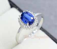 925 Sterling Silver Natural Kyanite Gemstone January Birthstone Engagement Ring