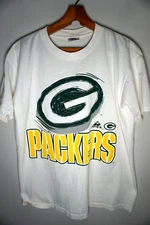 Vintage Green Bay Packers T Shirt Apex One Large 90s Single Stitch NFL White USA