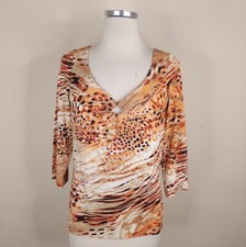 Chicos Womens Top 0 / Small Animal Print Stre...