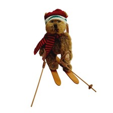 Russ Teddy Bear Alpine Lodge Brown Mogul Ski Plush Stuffed Animal Jointed 8 inch