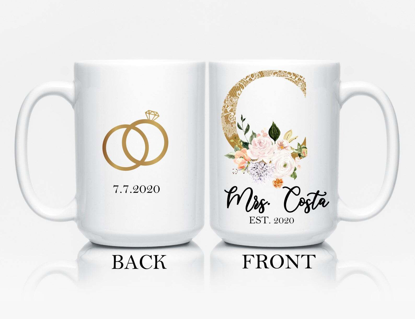 Personalized Mrs Initial Mug Future Mrs Monogrammed Coffee Cup Bridal Shower