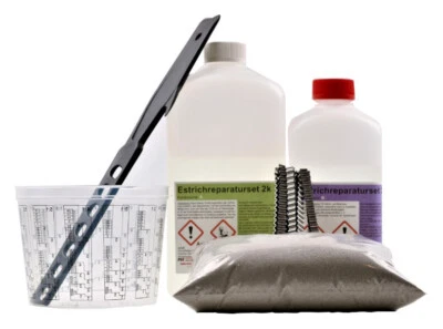 M+T POLYESTER 1,2 kg Gießharz Fugenharz Estrich Risse Mischbecher+20Klammern+1 kg Sand+Rühr