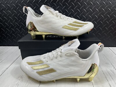 SIZE 11-NEW ADIDAS ADIZERO 'WHITE-GOLD METALLIC' FOOTBALL CLEATS