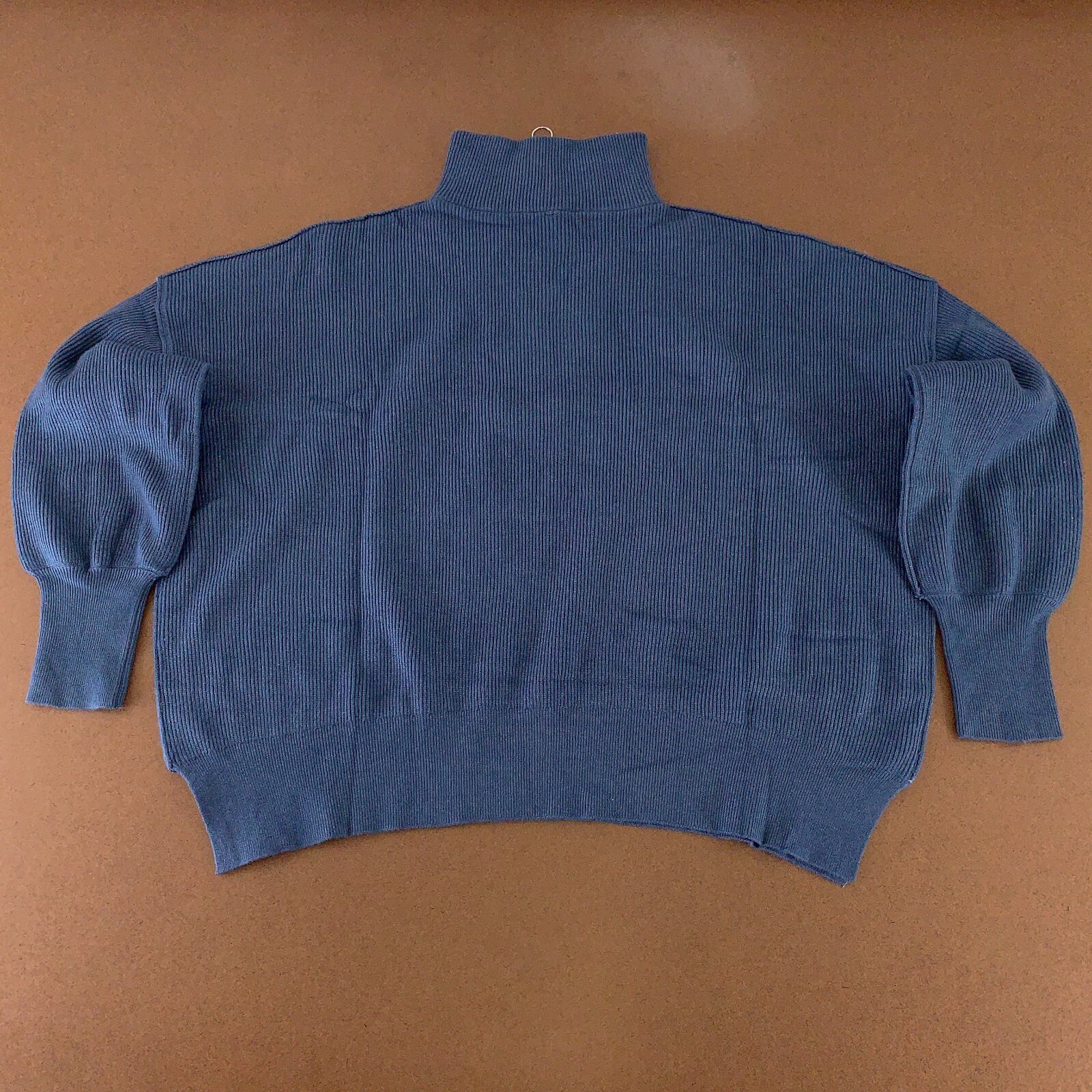 ANRABESS Women's Size XL Oversized Blue Split Side Half Zip Pullover Sweater New