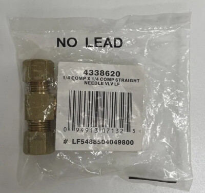 JMF 4338620 Yellow Brass Full Port Needle Valve 1/4 x 1/4 Compression Lead Free