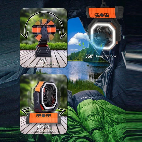 Camping Fan LED Rechargable Power Bank Tent Light Outdoor Portable Remote - Picture 10 of 14