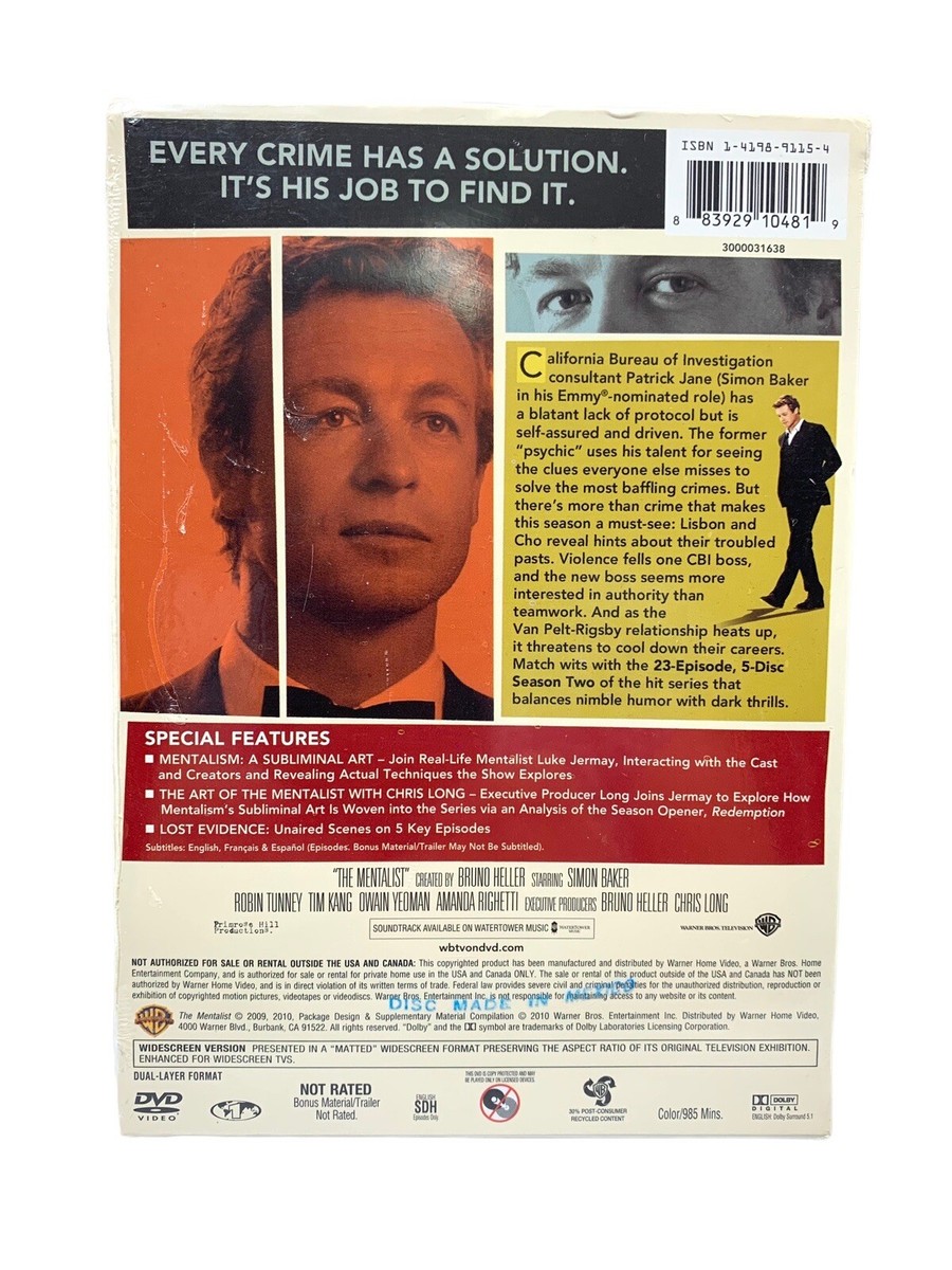 The Mentalist Season 2 DVD NEW Original Sealed Simon Baker Crime