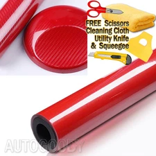 60" x 60" HIGH GLOSS 5D Red Carbon Fiber Vinyl Wrap Air Bubble Free 5ft x 5ft 6D