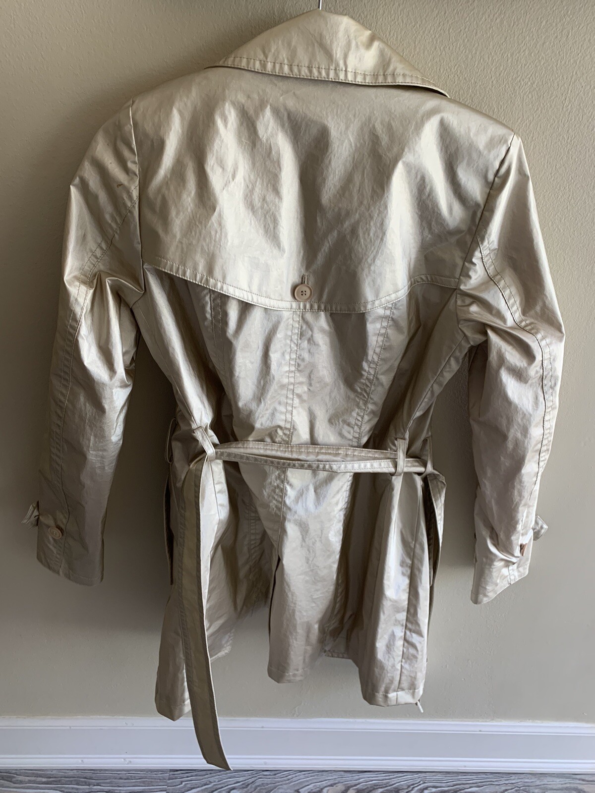 Creenstone Trench Rain Jacket Light Metallic Gold… - image 2