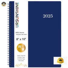 Planner 2025 Weekly and Monthly 8" x 10" with Tabs Twin-Wire Binding Premium Pap