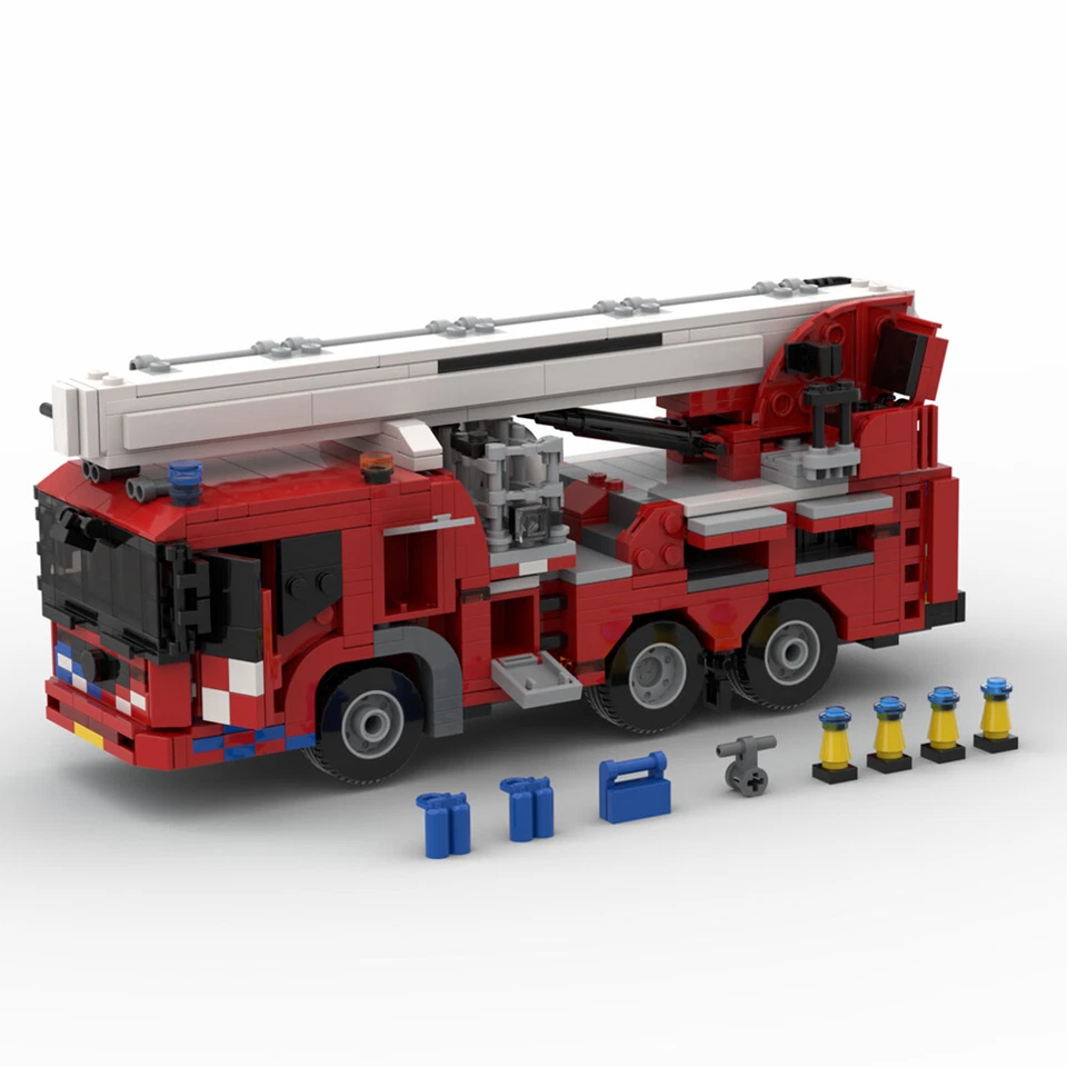 MOC: Fire Truck Aerial Platform with Elevator and Cabin 864 Pieces Good Quality - Image 4 of 4