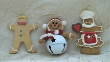 Gingerbread Themed Three Christmas Ornaments Cookie Holiday