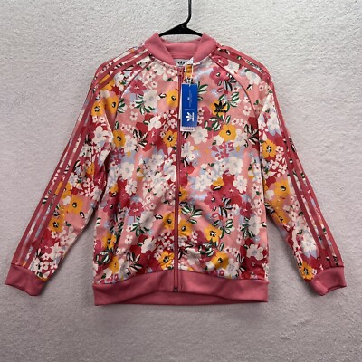 Adidas Girls HER Studio London Pink Hazy Rose Floral Full Zip