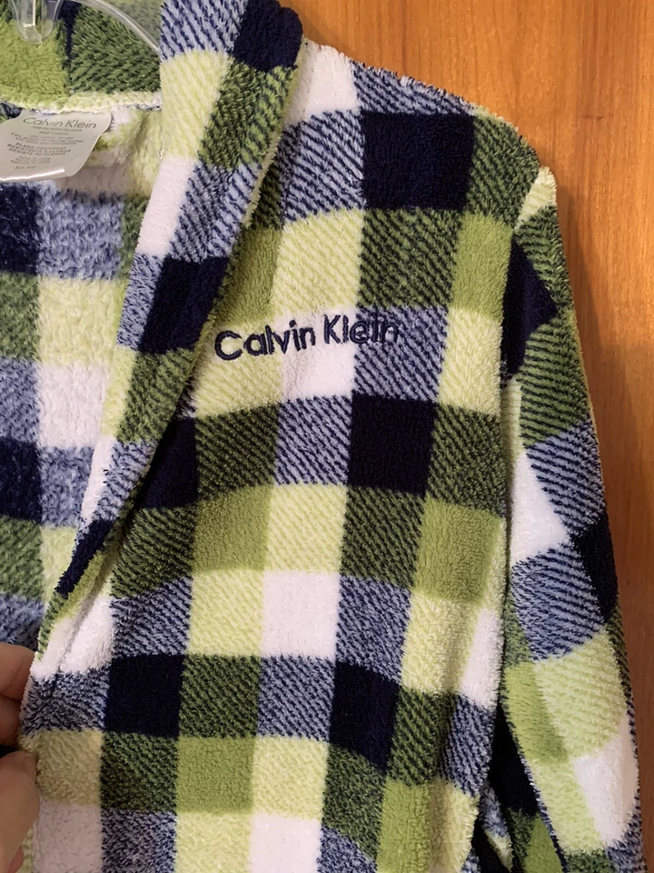 Bata Niño CALVIN KLEIN TALLA XS 5/6 5-6 Verde Azul Blanco Cuadros Monograma Foto 4 de 4