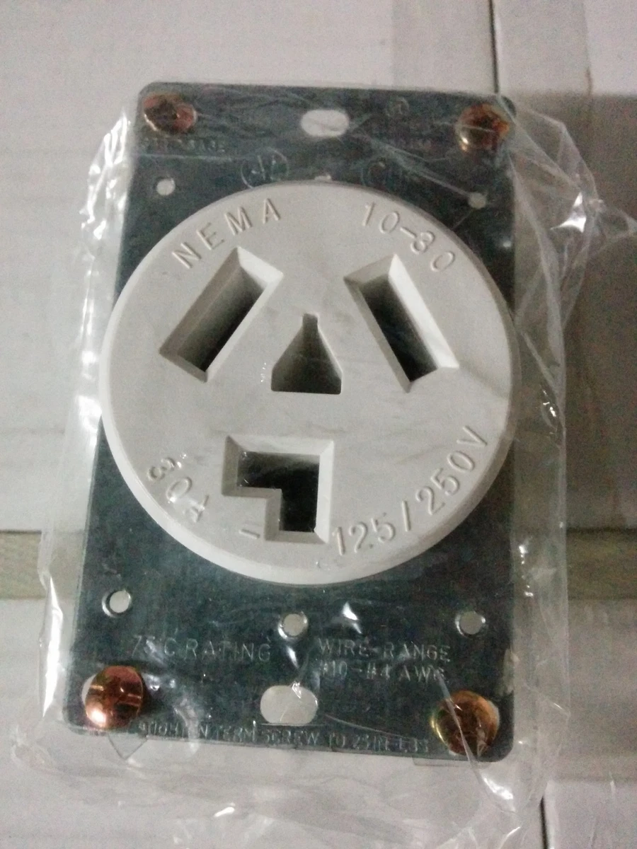 Dryer Outlet Receptacle 30A 125 250V White 3 Wire Flush Mount 30