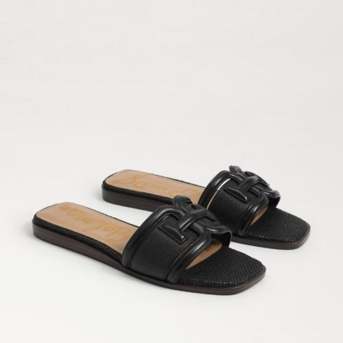 Sam Edelman Women's Irina Double-E Logo Slide Sandal Black Lizard Size 5M NWB
