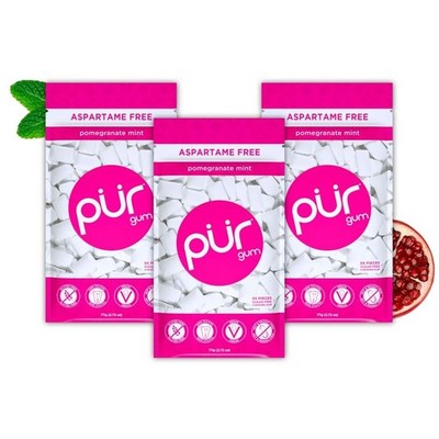 | Aspartame Free Chewing Gum | 100% Xylitol | Natural Pomegranate Mint Flavor...