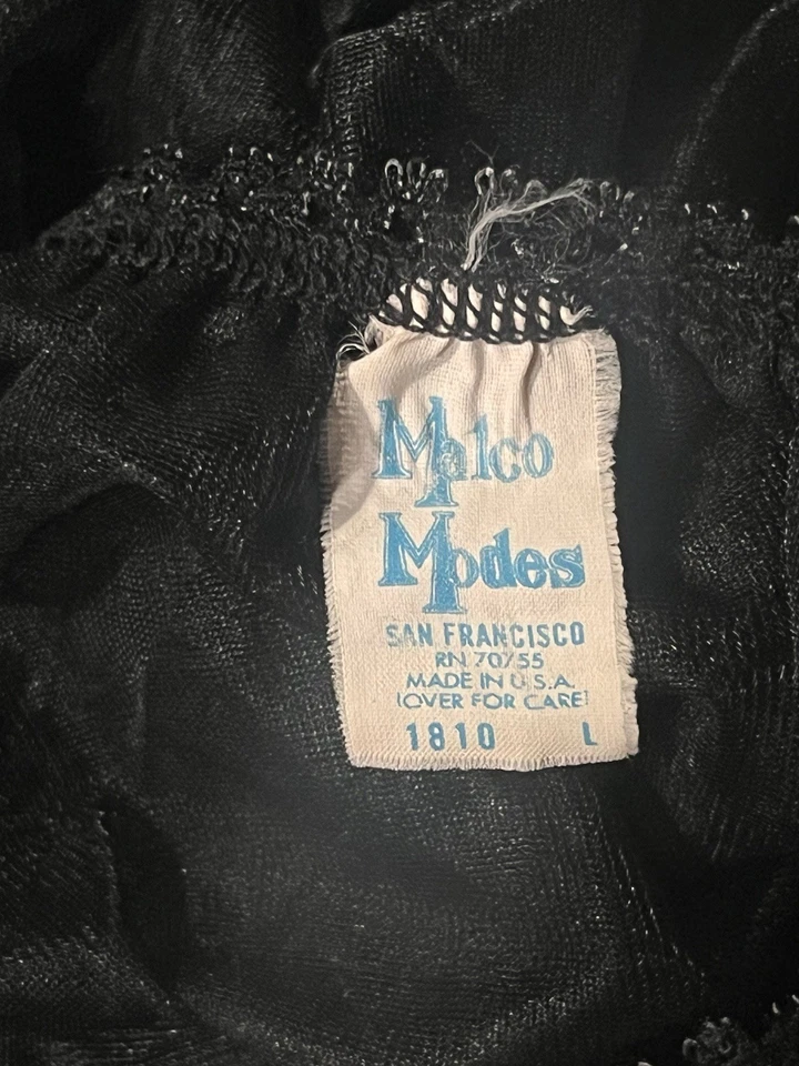 Anágua vintage 'Malco Modes' preta de náilon em camadas tamanho grande - Imagem 3 de 4