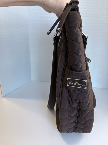 Vera Bradley große Umhängetasche Tasche einfarbig Espresso braun gesteppt Mikrofaser - Bild 2 von 13