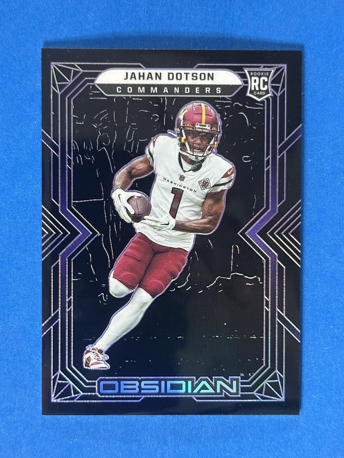 2022 Obsidian Electric Etch Purple #114 Jahan Dotson RC Commanders #/100