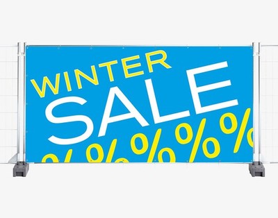 Bauzaunbanner bedruckt mit WINTER SALE Digitaldruck Werbedruck 340 x 173 cm