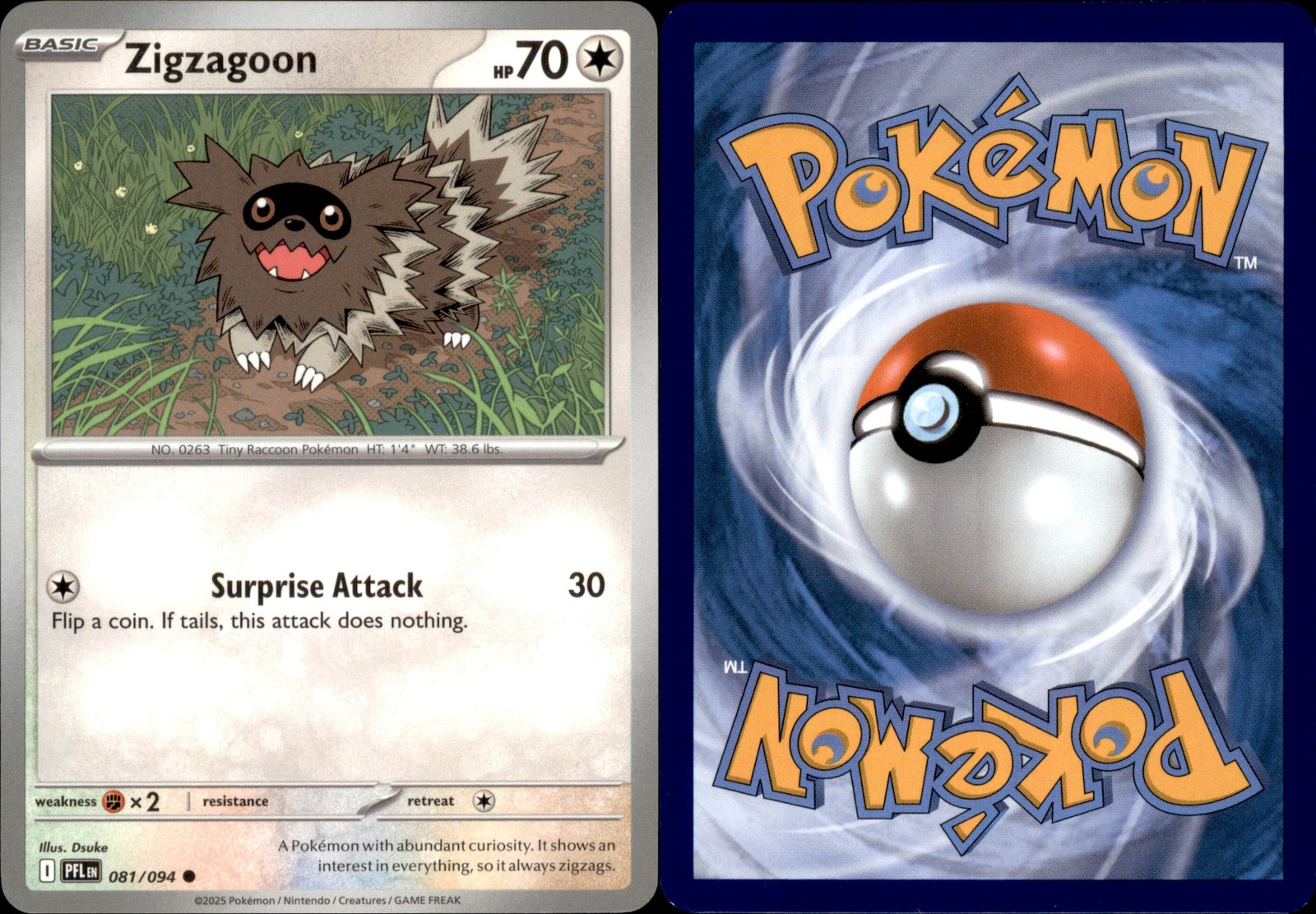 Zigzagoon Normal 081/094 2025 Colorless LP ME02: Phantasmal Flames Common