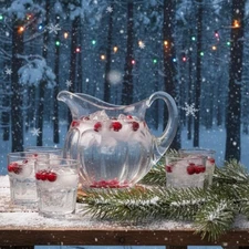 Classic Vintage Colonial Pattern Clear Signed Heisey Water Pressed Glass Pitcher