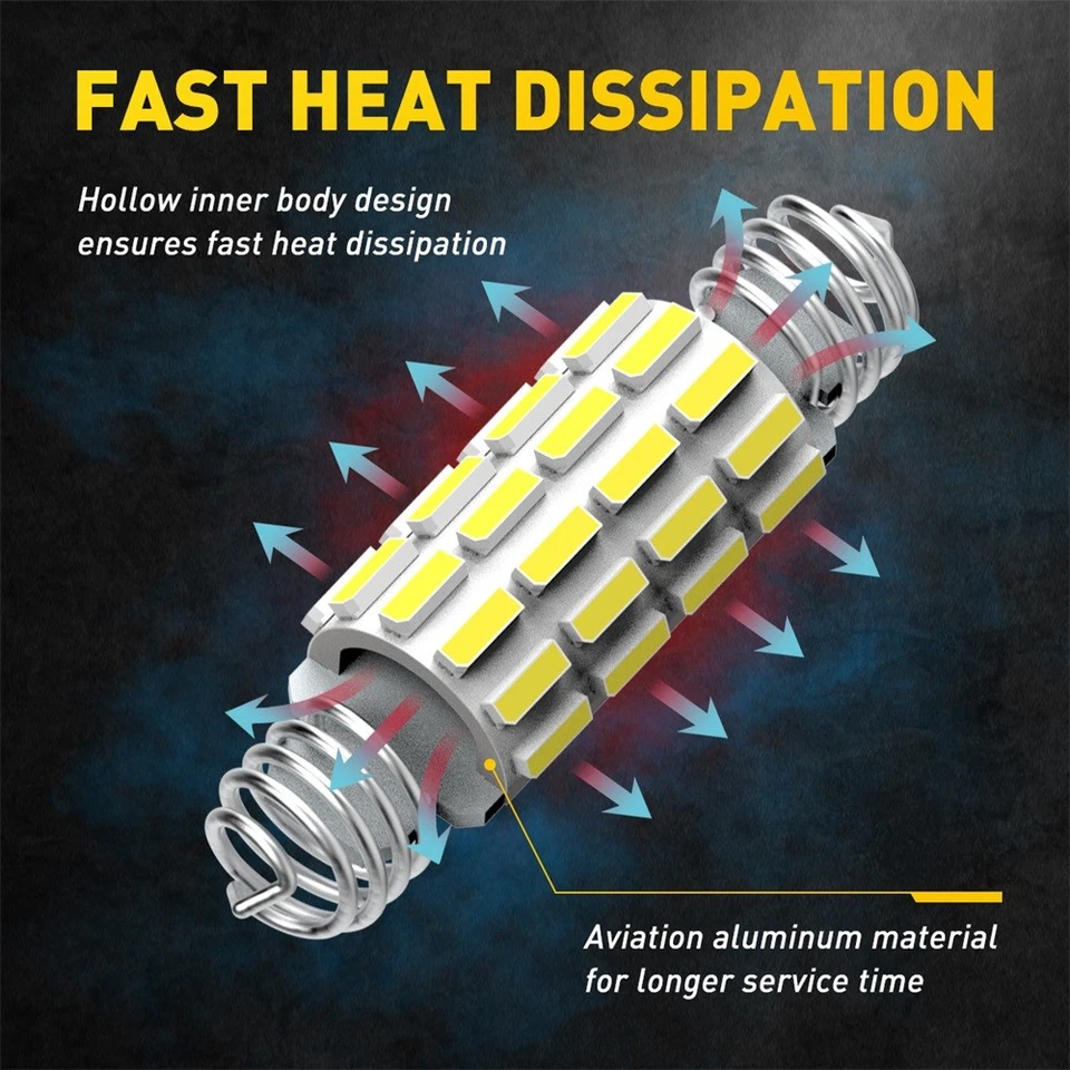 AUXITO 2шт 39 мм-42 мм 578 211-2 24-светодиодная внутренняя лампа купол карта свет 6000K белый - Изображение 2 из 4