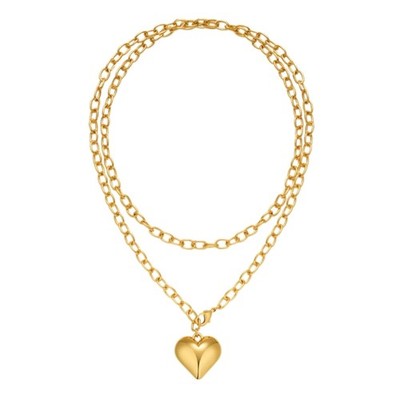 Two Layer Love Charm Necklace Copper Material Fashion Jewelry For Women Gift