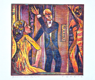 Esteban FEKETE, Original Farb Holzschnitt, handsigniert, WVZ 332, 30 x 39 cm